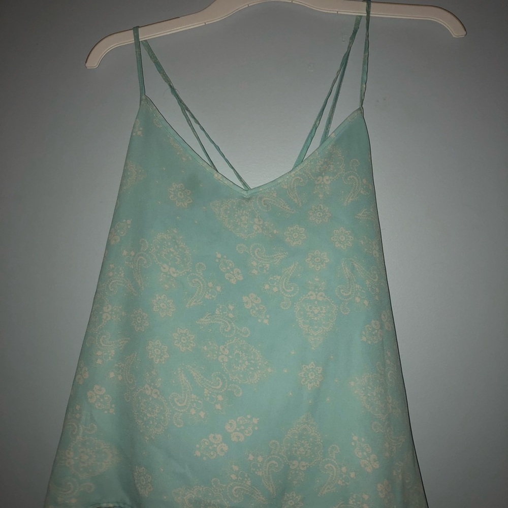 Hollister turquoise and white cropped tank top